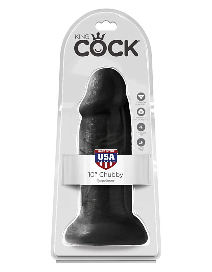 Толстый реалистичный фаллос King Cock 10 Chubby, 22 см, черный