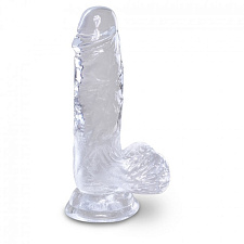 Фаллоимитатор с мошонкой на присоске King Cock Clear 10,8 см