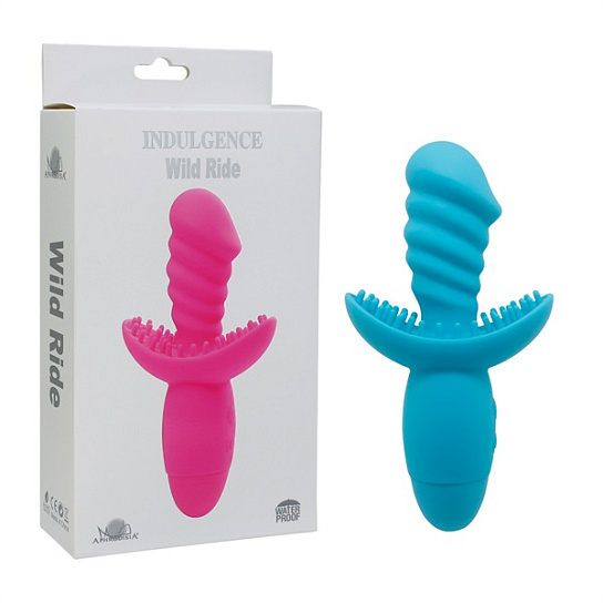 Вибростимулятор с рельефной спиральной поверхностью Wild Ride, 8 см, синий