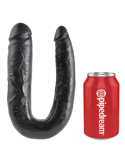 Фаллос двухголовый большой U-Shaped Large Double Trouble 17.8 см, черный
