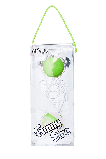 Вагинальные шарики Sexus Funny сужающие, из пластика, диаметр 3 см, зеленые