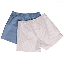 Мужские трусы-шорты из хлопка белые и голубые, XL
