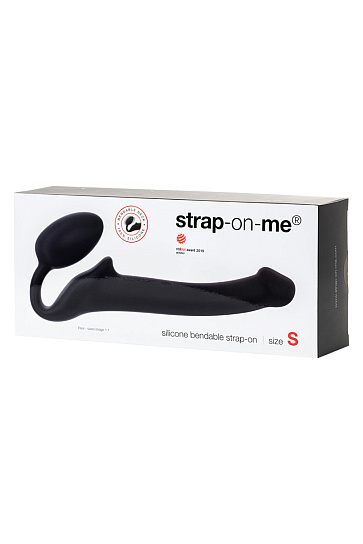 Безремневой страпон Strap-on-me из мягкого силикона, S, 24 см, черный