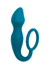 Анальный стимулятор с эрекционным кольцом, синий