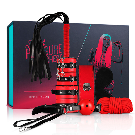 Полный набор для бондажа Secret Pleasure Chest, красный