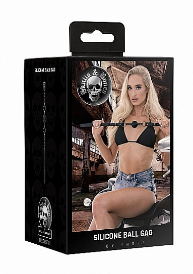 Силиконовый кляп на ремешках с шипами Skulls and Bones