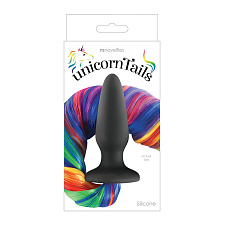 Анальная втулка с хвостом единорога Unicorn Tails, разноцветная