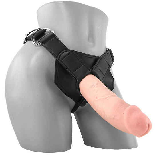 Реалистичный страпон King Cock Harness, телесный, 21 см