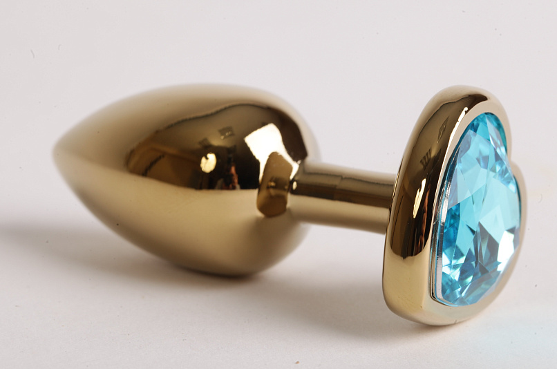 Металлический анальный плаг со стразом в форме сердца, S