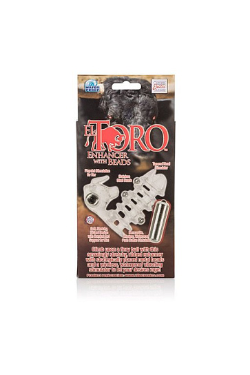Рельефная вибронасадка на член El Toro Enhancer, прозрачная