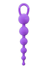 Силиконовая анальная цепочка состоит из шести шариков, фиолетовая