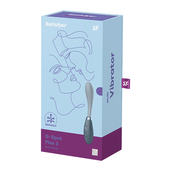 Гибкий вибратор для точки G Satisfyer G-Spot Flex 3, серо-голубой