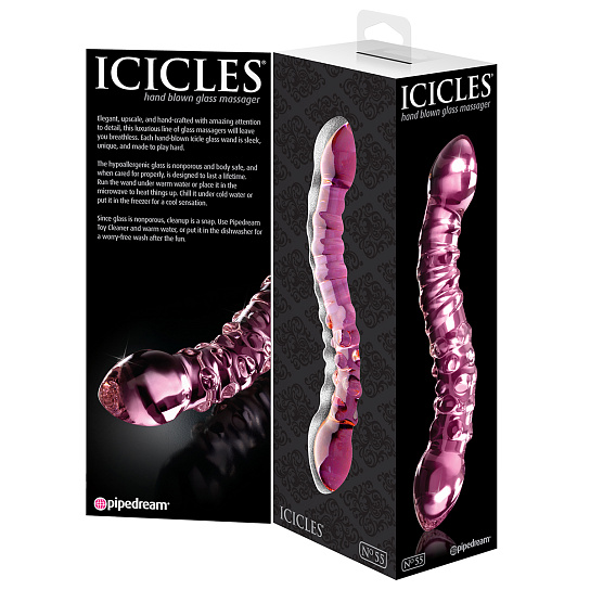 Стеклянный стимулятор Icicles No. 55, розовый