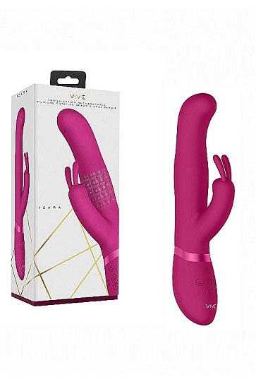 Вибромассажер-кролик Izara со стимулирующими бусинами, розовый