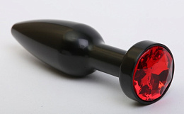 Анальная пробка черного цвета с красным кристаллом