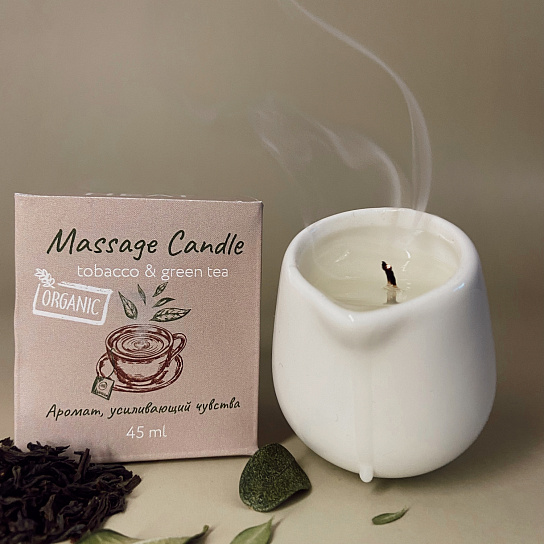 Массажная свеча Time Heat Tobacco & green tea, 45 мл