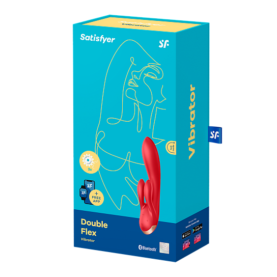 Мощный вибратор с двумя клиторальными отростками Satisfyer Double Flex, красный