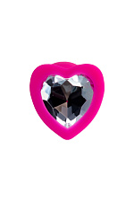 Розовая анальная пробка DIAMOND HEART с кристаллом в виде сердца, размер S