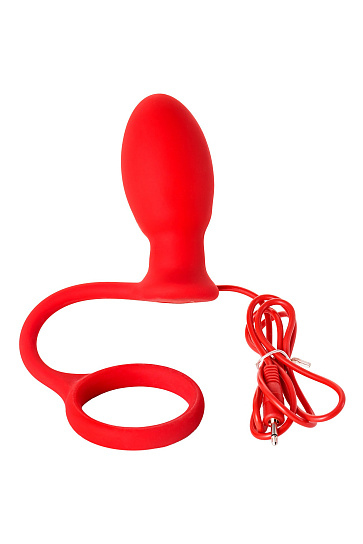 Силиконовая анальная втулка с пультом управления, красная