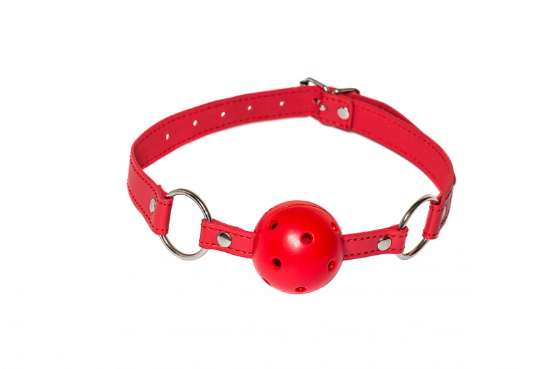 Красный кляп с шариком с отверстиями FIRECRACKER