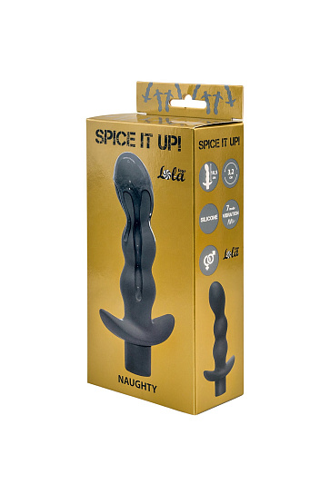 Анальный вибростимулятор с гибким ограничителем Naughty, серый
