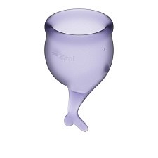Набор из 2-х менструальных чаш Satisfyer Feel Secure с хвостиком, фиолетовый
