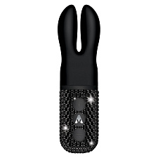 Карманный женский вибратор-кролик Crystalized The Pocket Rabbit, блестящий черный