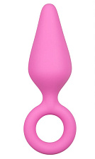Анальный массажер из силикона Buttplug With Pull Ring Large, розовый