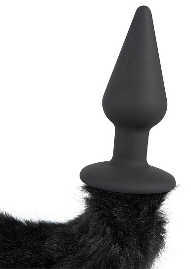 Забавная анальная пробка Cat Tail черного цвета