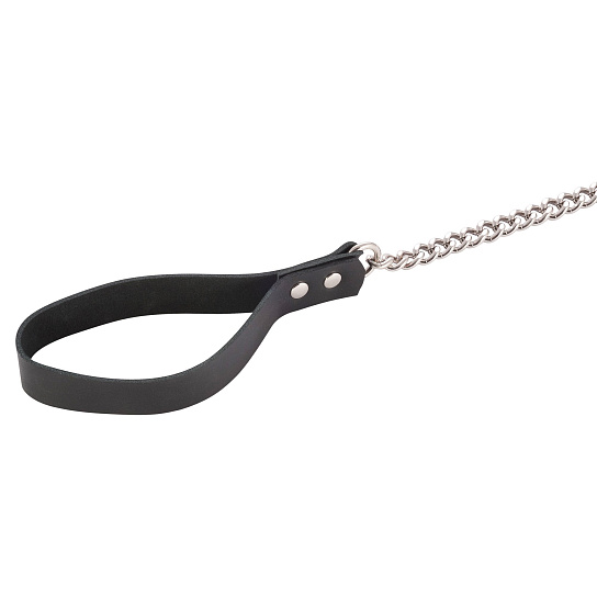 Металлический поводок с кожаной ручкой и чокер с кольцом RADA