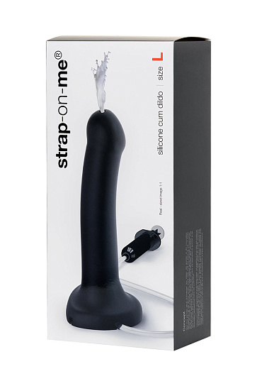 Ремневой страпон с имитацией семяизвержения Strap-on-me, 19.6 см, черный