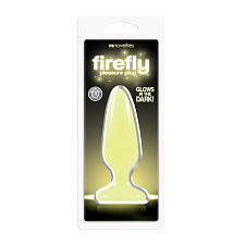 Анальная пробка мини Firefly Pleasure Plug - Medium светящаяся, желтая