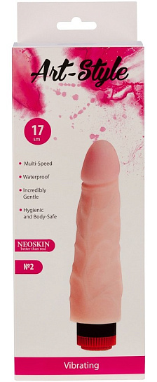 Телесный вибратор Art-Style №2 с ярко выраженной головкой, 17 см