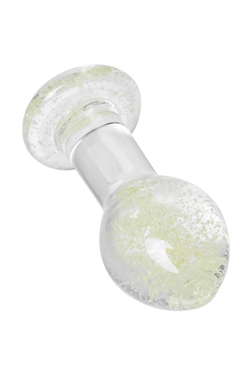 Стеклянная анальная пробка Sexus Glass, светится в темноте, 6.5 см, прозрачная
