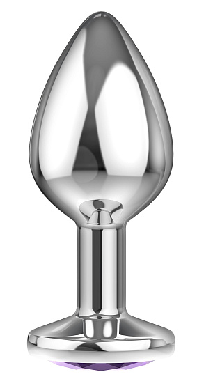 Анальный серебристый страз Diamond Clear Sparkle Small S, фиолетовый