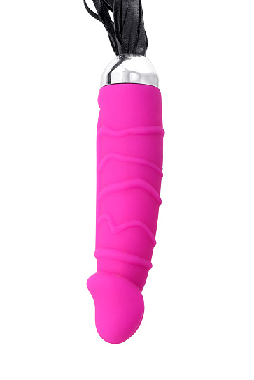 Силиконовый вибратор со встроенной плетью, 14 см, розовый
