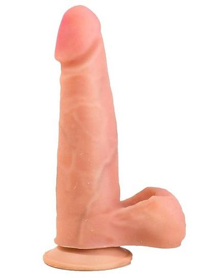 Фаллос из киберкожи с мошонкой на присоске LoveToy, 15 см