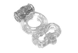Двойное эрекционное кольцо с вибрацией из серии Rings, прозрачное