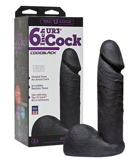 Насадка фаллоимитатор Vac-U-Lock CodeBlack, 16 см