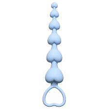 Анальная цепочка с держателем Lola Toys Hearts Beads, голубая