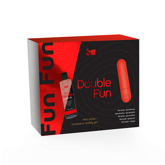 Набор из массажного крема для тела и вибропули Intt Double Fun, красный