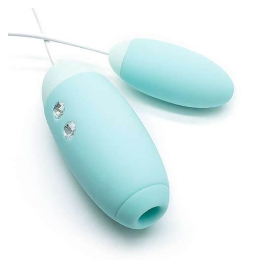 Виброяйцо с пультом и вакуумным стимулятором KisToy Miss VV, голубой