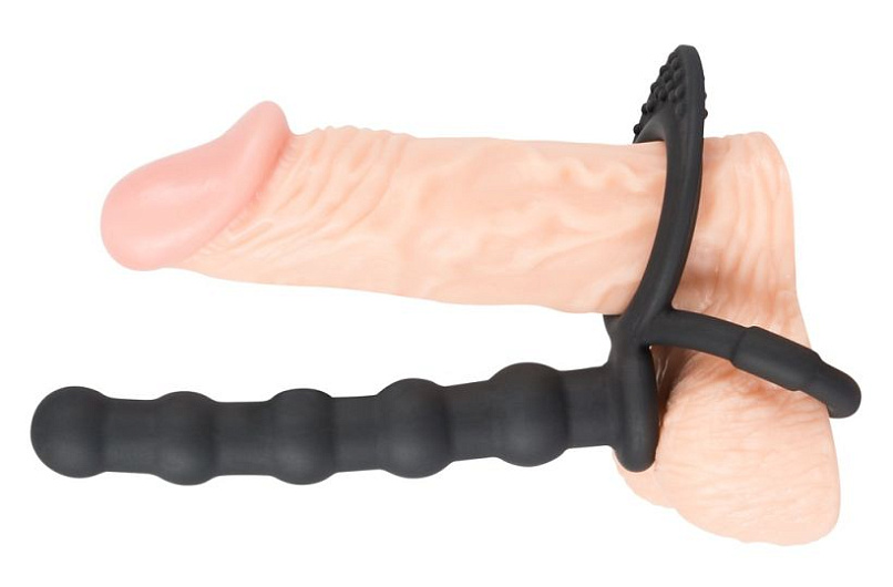 Насадка для двойного проникновения Black Velvets Cock&Ball ring