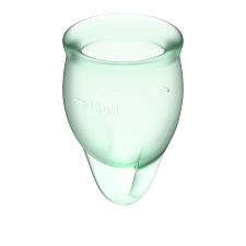 Набор менструальных чаш Feel Confident с петелькой, 2 шт, зеленые