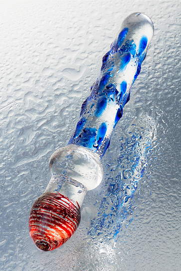 Glas стимулятор с ребристой поверхностью, 13 см