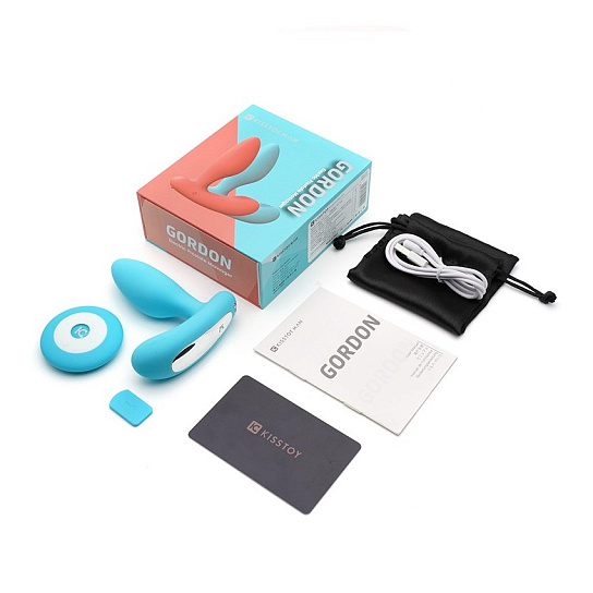 Массажер простаты с вибрацией и пультом KisToy Gordon, голубой