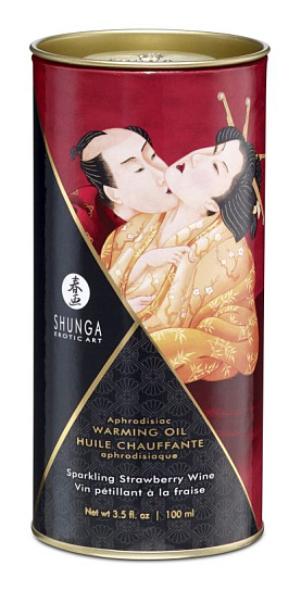 Разогревающее масло для тела Shunga Игристое клубничное вино, 100 мл