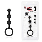 Анальные бусы из силикона класса люкс 3 шарика, черные