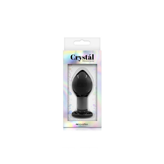 Анальная втулка из стекла Crystal Plug маленькая, черная