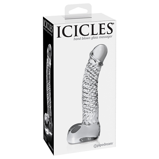 Стеклянный фалломитатор Icicles No. 61, прозрачный